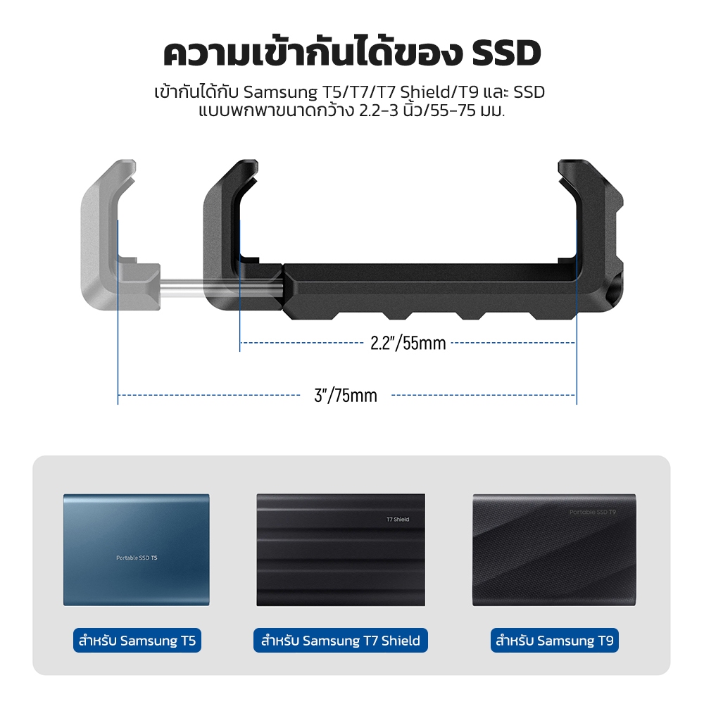 Neewer UA051 T5/T7/T9 แบบพกพา SSD ผู้ถือสําหรับ 15 Pro/15 Pro Max กรงโทรศัพท์ ราคา ถูกที่สุด ดีลบีเคเค แกลเลอรีภาพที่ 3