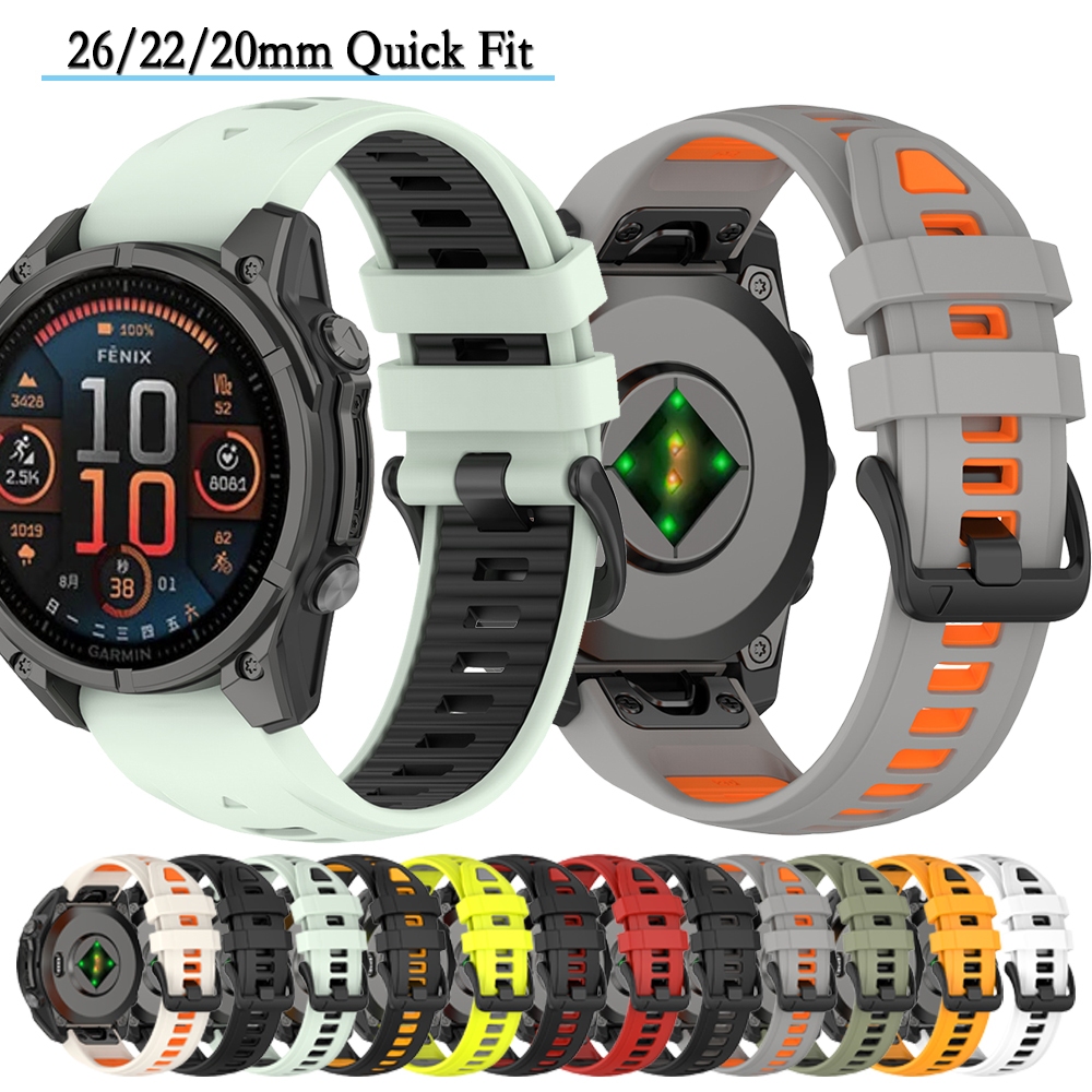 26/22/20 มม.สายนาฬิกาเหมาะสําหรับ Garmin Fenix 8/Garmin Enduro 3 สายซิลิโคน Quick Fit สายรัดข้อมือสี