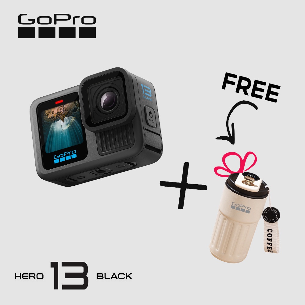 [รับประกัน 1 ปี] GoPro Hero13 Black Action Camera Video 5.3K60/ 4K120 + Photo 27MP , HyperSmooth 6.0, HLG-HDR Video, Rugged + กันน้ํา 33ft (10m), GPS Burst Slo-Mo, GPS Burst
