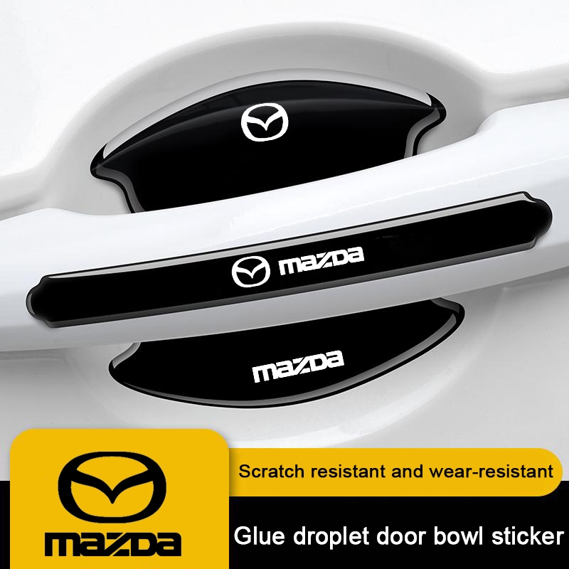 4/8Pcs Mazda รถประตูสีดําสติกเกอร์ป้องกันรถประตูชามสติกเกอร์สําหรับ MAZDA 2 3 CX5 CX30 CX8 CX3 Mazda