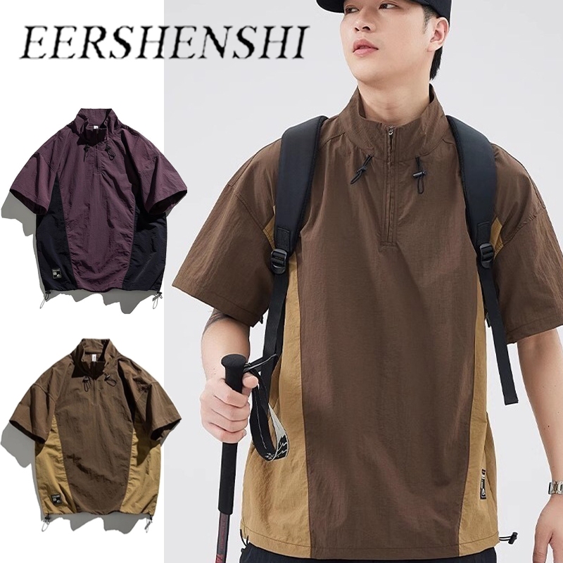 Eershenshiเสื้อยืดคอกลมแขนสั้นผู้ชาย ทรงหลวม ใส่สบาย สไตล์สปอร์ต แห้งเร็ว สำหรับฤดูร้อน