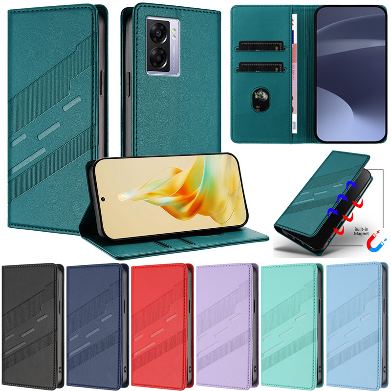 หรูหราปลอกสําหรับoppo A57 A77 A2022 A98 5G A17 A17K A96 4G A76 A78 5G A16 A16S A54 5G A74 A15 A15S A54S A52 A72 หนังกรณีกรณีหนังเคลือบหนังหนัง