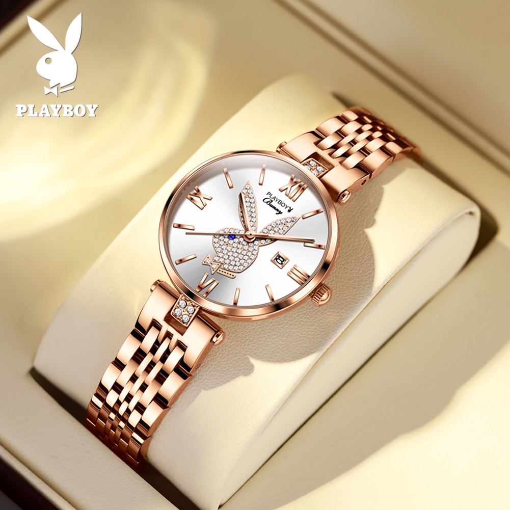 Playboy 2054 นาฬิกาข้อมือ สายสแตนเลส สไตล์โมเดิร์น เข้ากับทุกการแต่งกาย แฟชั่นสําหรับผู้หญิง (แถมฟรีกล่องนาฬิกา)