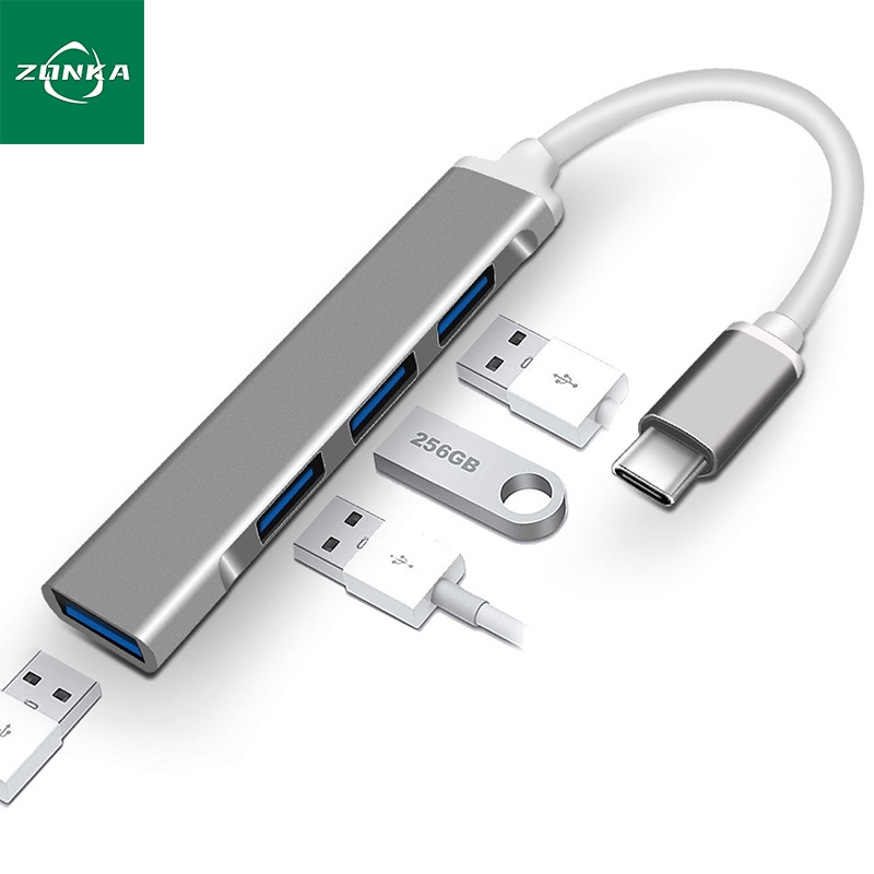 ZONKA USB ความเร็วสูง 4 พอร์ตฮับ USB 3.0 Type-C HUB Adapter สำหรับ PC แล็ปท็อปอุปกรณ์เสริมคอมพิวเตอร์