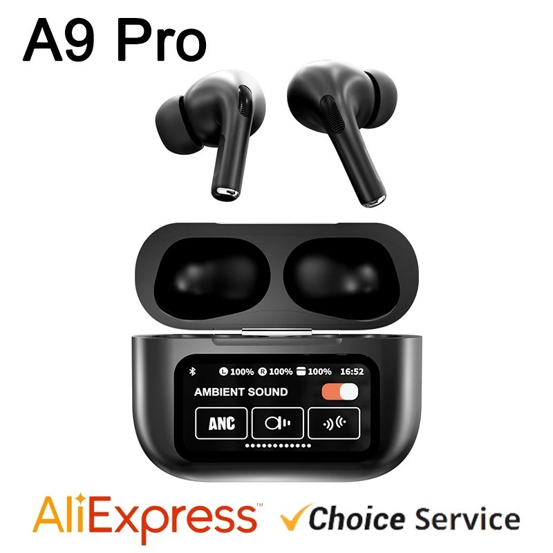 ใหม่ A9 Pro หูฟังไร้สายบลูทูธ 5.4 ชุดหูฟัง ANC ลดเสียงรบกวน HD Mic Call หูฟัง LED หน้าจอสัมผัสหูฟังค