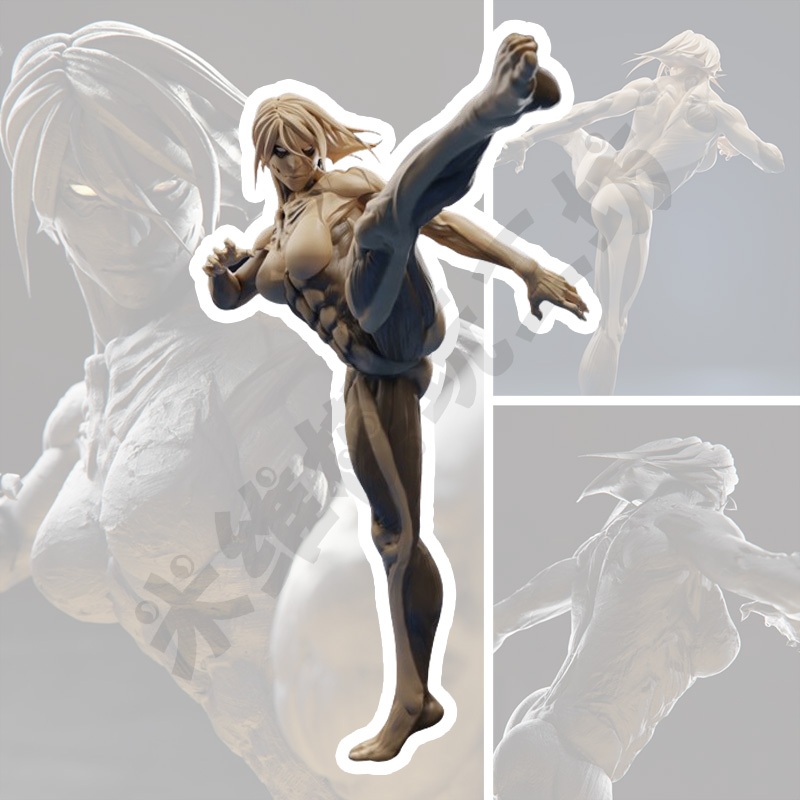 Attack on Titan Female Titan Arnie Flying Kick Posture GK Figure 3D Printing [โมเดลสีขาวที่ไม่ผ่านกา