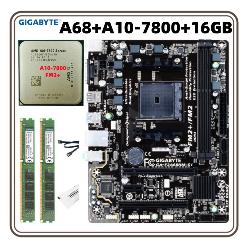 GIGABYTE ใช้ FM2 FM2+ A68HM-S1 A68HM-DS2 A8-7680/8650/A10-7800 CPU Desktop พร้อมเมนบอร์ด AMD แบบบูรณ