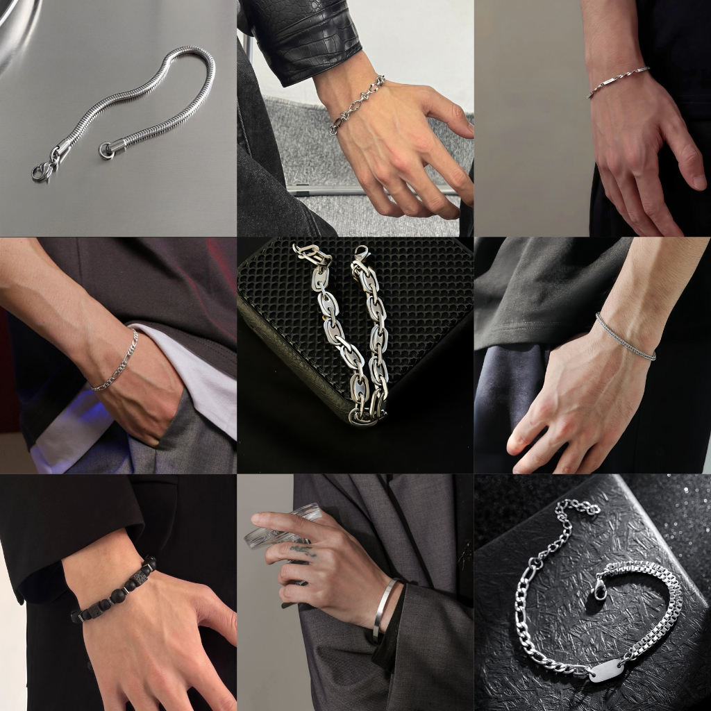 Love2Self MSL Non Tarnish สร้อยข้อมือสแตนเลสสําหรับผู้ชายคอลเลกชัน 18 21 ซม.Cuff Cuba Chain Hip Hop Punk