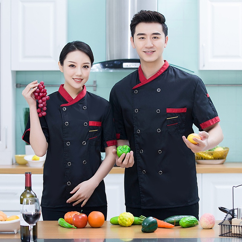 【จัดส่งจากประเทศไทย】ชุดเชฟ แขนสั้นเสื้อเชฟ ผ้าดี ไม่ Pilling เหมาะสำหรับผู้ชายและผู้หญิง เหมาะสำหรับโอกาสต่างๆ โรงแรม - รูปที่ 5