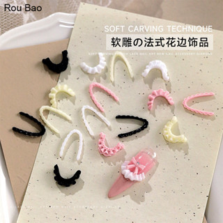 Rou Bao 50 ชิ้นเล็บภาษาฝรั่งเศสคํานุ่มแกะสลักลูกไม้กระโปรง G…