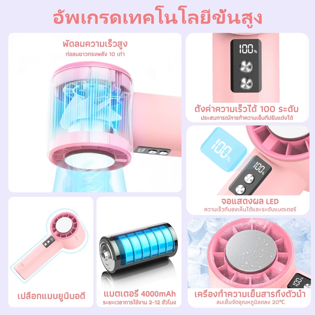 GOOJODOQ GFS006 พัดลมมือถือขนาดเล็ก 100 ระดับความเร็ว แผ่นทำความเย็น thumbnail 3
