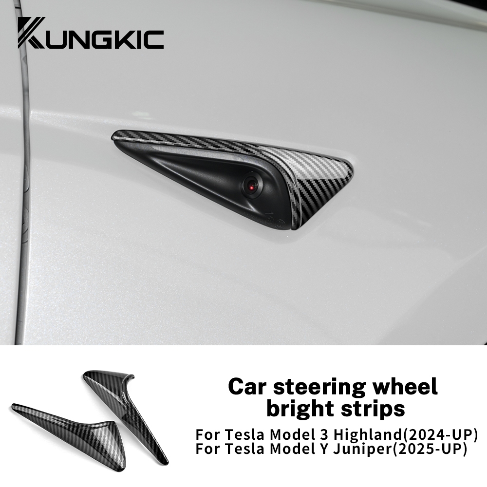 สําหรับ Tesla รุ่น 3 Highland รุ่น Y Juniper รถด้านข้างกล้องฝาครอบป้องกัน ABS คาร์บอนไฟเบอร์ฝาครอบป้องกันไฟเลี้ยวฝาครอบอุปกรณ์เสริมภายนอก