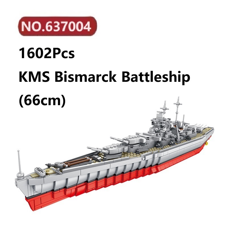 ✨KMS Bismarck เรือรบบิสมาร์ก(66cm)โมเดลประกอบแล้ว 1602ชิ้น Panlos Brick Ship ของเล่นจิ๊กซอว์