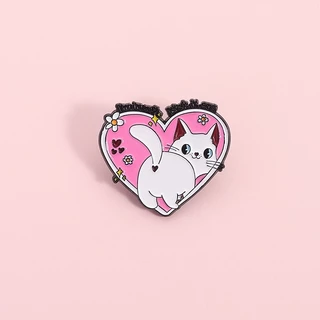 การ์ตูนสีชมพูกล่องนมเคลือบ Pin Cat Paw Heart ข้อความเข็มกลัดอะนิเมะ Pins Lapel Badge สัตว์กระเป๋าเป้สะพายหลังอุปกรณ์เสริมของขวัญสําหรับเพื่อน
