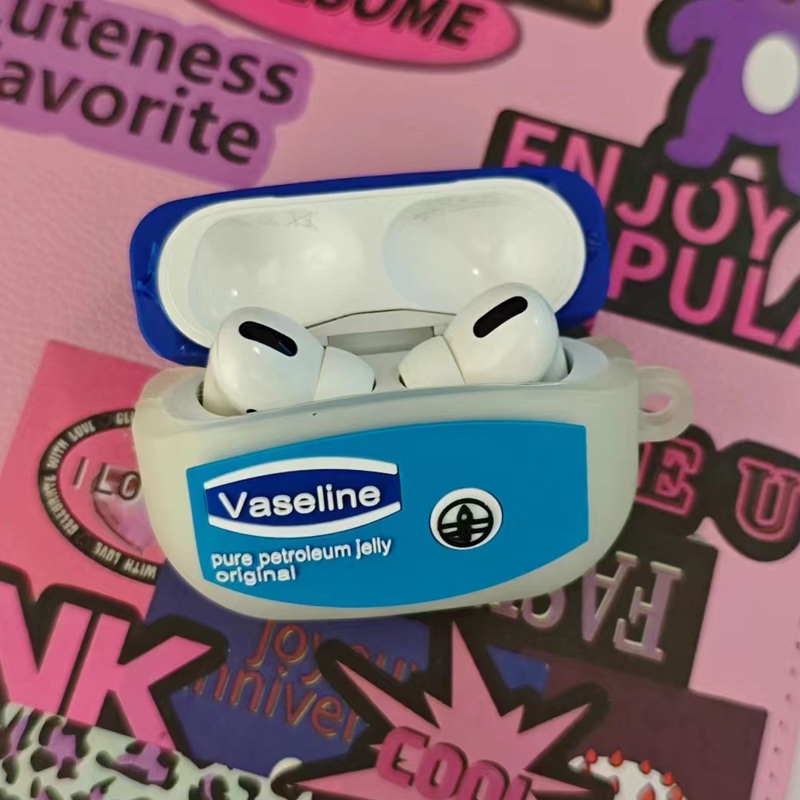 VASELINE 3D ซิลิโคน Creative Anti-Lost Hook + Anti-Drop ฝาครอบ AirPods 1/2/3/4/Pro2 | กันกระแทก Soft