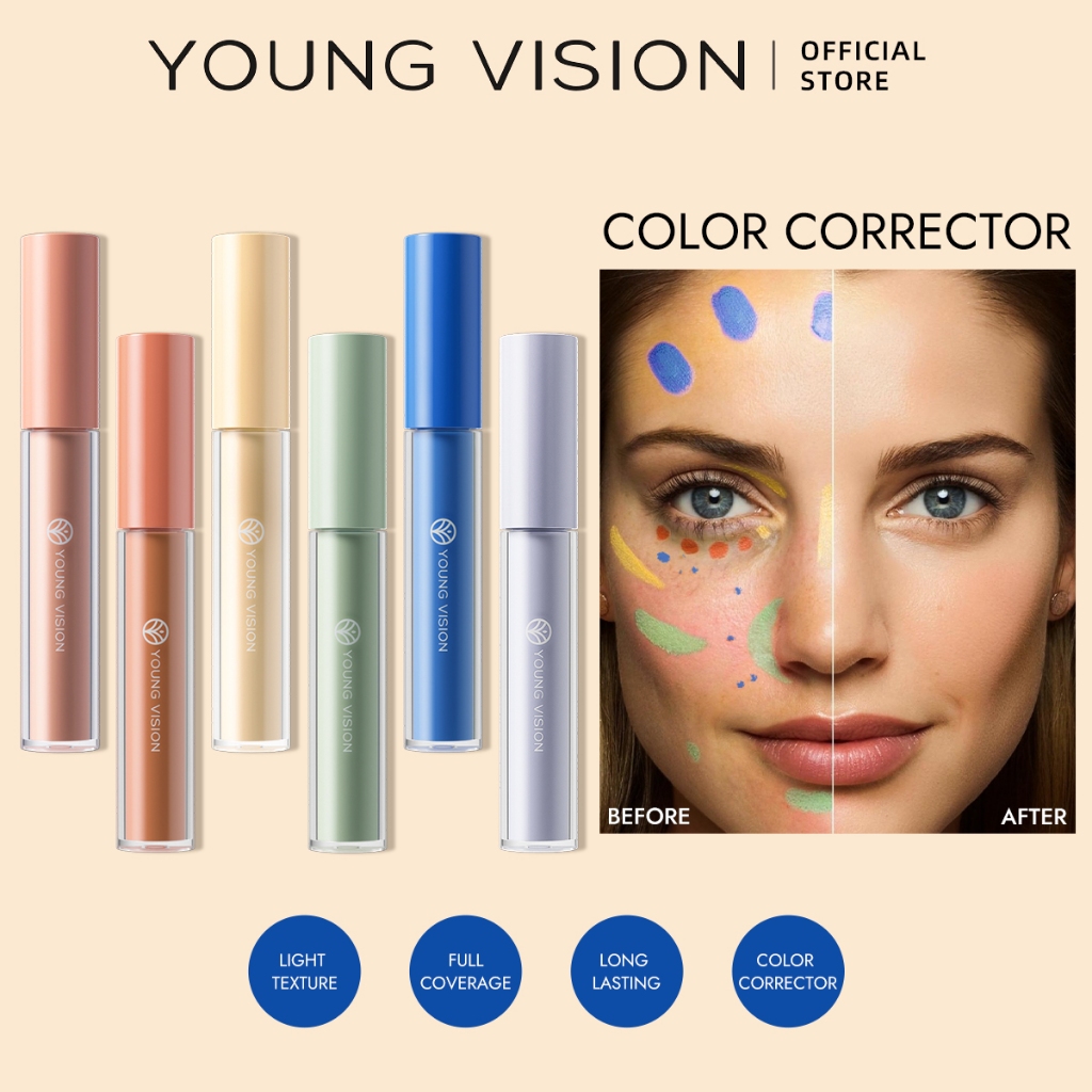 YOUNG VISION คอนซีลเลอร์ HD Color Corrector น้ําหนักเบาและแมตต์ ปกปิดความหมองคล้ํา