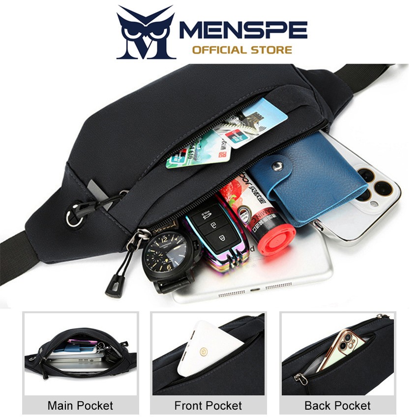Menspe Multi-Functional Fitness Bag กระเป๋าคาดเอวกันน้ําสวมใส่กระเป๋ากีฬาพร้อมสายรัดปรับได้สําหรับออกกําลังกายวิ่ง