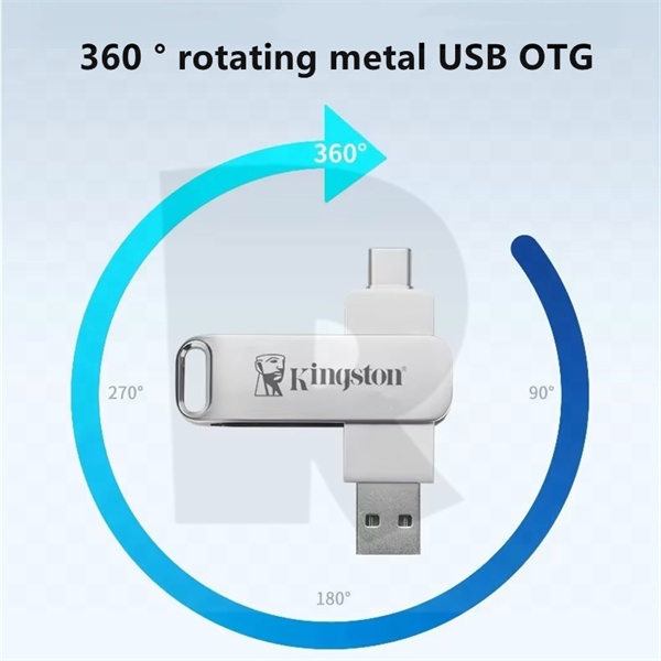 Custom Kingston โลหะ USB 3.0 หมุน OTG 8GB 16GB 32GB 64GB 128GB 2TB แฟลชไดรฟ์ความเร็วสูง