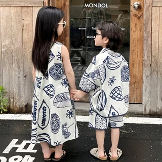honeywears⚡️พร้อมส่ง⚡️ชุดเด็กแขนสั้นสไตล์เกาหลี ชุดชายหาดลำลอง เสื้อเชิ้ตเด็กชายกางเกงขาสั้น ชุดเดรสแขนกุดเด็กผู้หญิง ไซส์ 110-150
