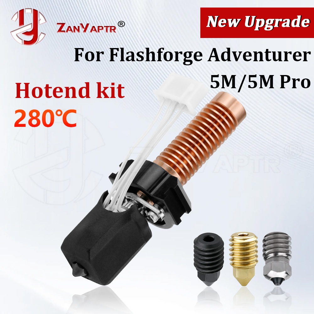 สําหรับ Flashforge Adventurer 5M / 5M Pro อัพเกรด Hotend Pinting Head 280℃ ชุดบล็อกความร้อนเซรามิก โฆษณา5ม หัวฉีดเหล็กแข็งปลายร้อน