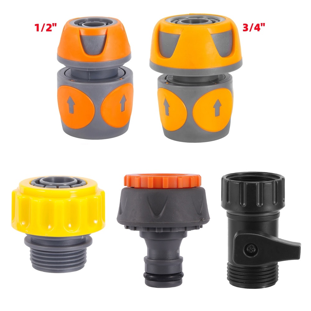 1/2 "3/4" ท่อยางเคลือบ Water-through Quick Connectors 3/4" ด้ายชายถึงเส้นผ่านศูนย์กลางภายใน 12 มม.20 มม.สวนก๊อกน้ําสเปรย์ปืนข้อต่อ