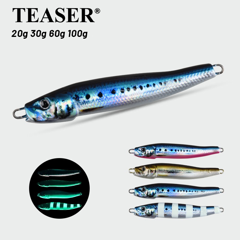 TEASER【J148】20g 30g 60g โลหะ Jig Little Jack S รูปร่าง Micro Jigging Lure UV 3D พิมพ์ช้า Shore Casting ยาวหล่อช้อนเหยื่อโดยไม่ต้อง Assist Hooks