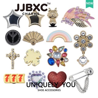 JJBXC ตัวติดรองเท้า charm หัวเข็มขัดโลหะผสมประดับพลอย ปีกสีร…
