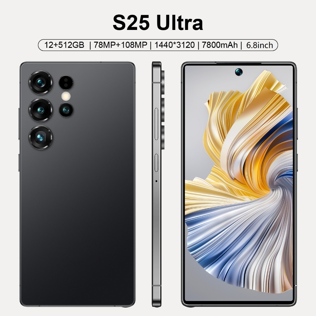 S16-s25 Ultra 4G/5G สมาร์ทโฟน 6.8 นิ้วหน่วยความจําเต็มหน้าจอ 8GB + 256GB/12GB + 512GB ROM แบตเตอรี่ 