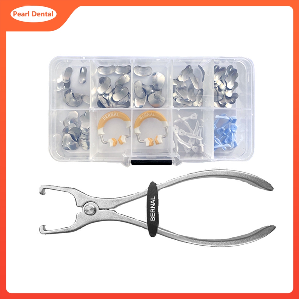 1 ชุด Partal Matrix ระบบ Contoured โลหะ Matrices Matrix Bands 120 ชิ้น 2 ชิ้นเรซิ่นแหวนหนีบพร้อม Plier