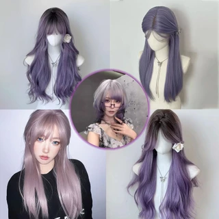 🔥พร้อมส่ง🔥วิกผมหญิง วิกผมยาว วิกผม พรีเมี่ยม 65-70cm วิกผมสีชมพู ทูโทน ลอนวอลลุ่ม สไตล์เกาหลี แถมnetฟรี วิกผมคอสเพลย์