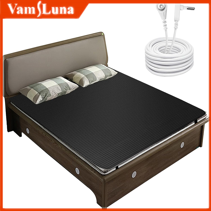 78*54 นิ้ว Grounding Mat พร้อมสายไฟสําหรับเตียง Grounding ที่นอน Pad ปรับปรุง Sleep Conductive Carbon Leatherette Earth Pad