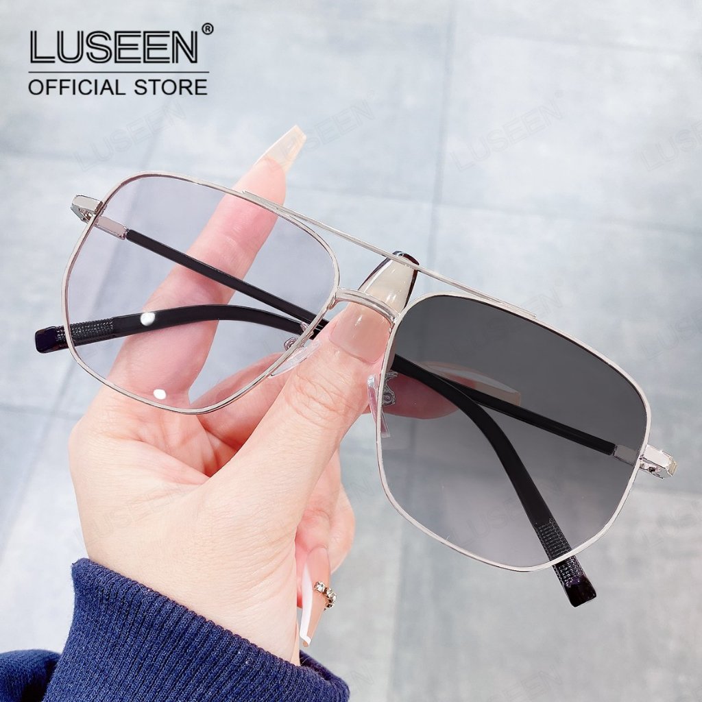 LUSEEN แว่นตา เปลี่ยนสี ป้องกันแสงสีฟ้า ป้องกันรังสี สำหรับผู้หญิงและผู้ชาย AG2233