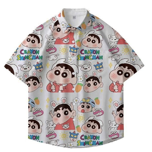 Ershenshi เสื้อฮาวาย Crayon Shinchan สําหรับซัมเมอร์บีชแวร์