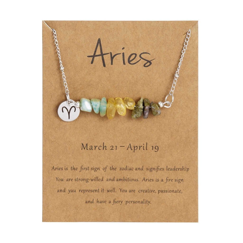 สร้อยคอจี้ราศีสแตนเลส ✨ Constellation Crushed Stone - 12 Signs Spiritual Jewelry & Celestial Gift (Hypoallergenic)