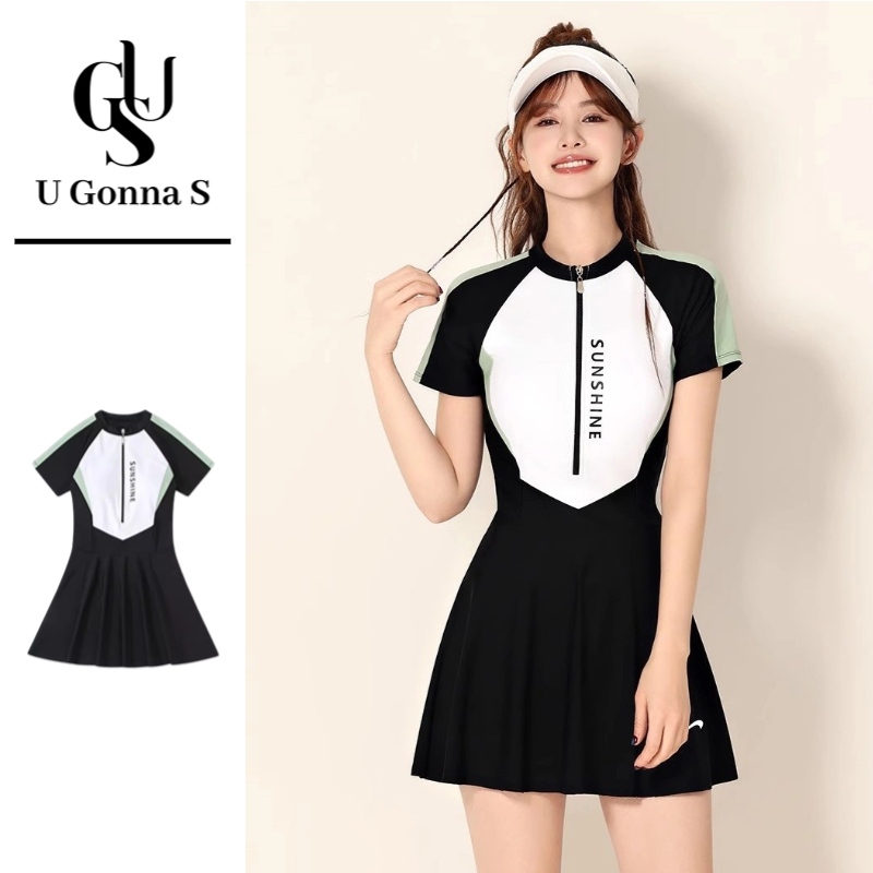 U Gonna S ชุดว่ายน้ําผู้หญิง One Piece ชุดเบาะเอวสูงแขนสั้นเซ็กซี่น่ารักชุด Beachwear แฟชั่นเสื้อผ้ากีฬา Oodd ออกแบบใหม่ 2025