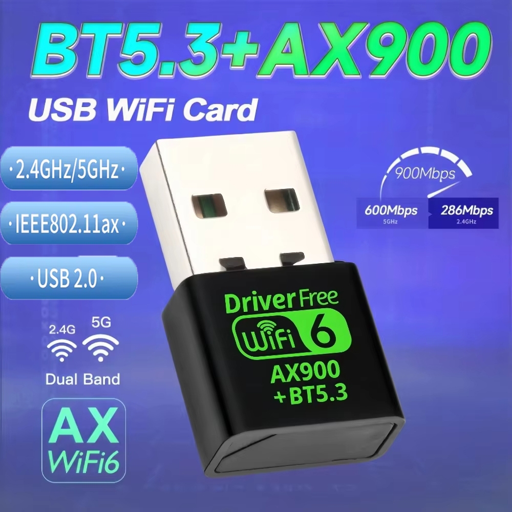 [Youyue] Wifi 6 AX900 BT 5.3 อะแดปเตอร์ USB WIFI แผ่นเครือข่ายไร้สาย 2.4G และ 5GHZ เสาอากาศ Wi-Fi US