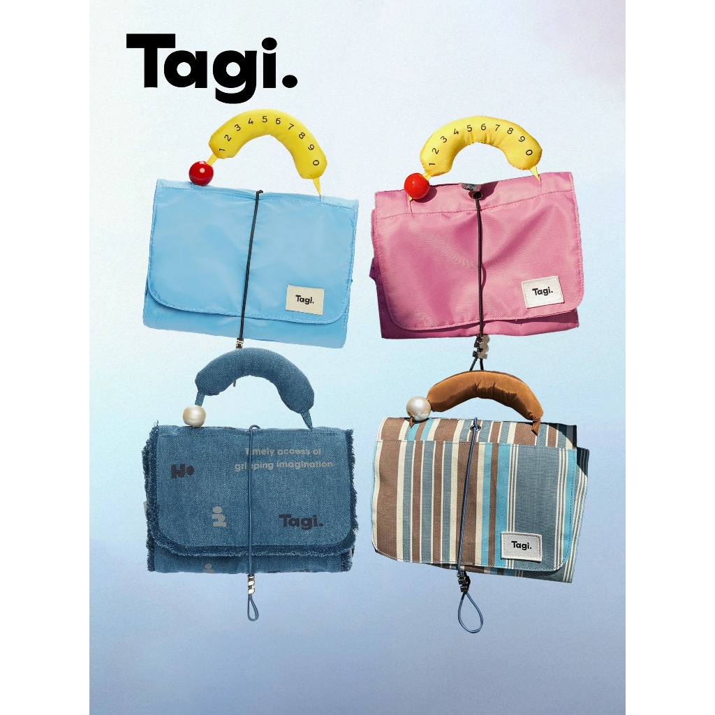Tagi. กระเป๋าใส่ของ แบบม้วน พกพาได้ น่ารัก ถอดออกได้ สีสันตัดกัน พับเก็บได้ จุได้มาก กระเป๋าใส่เครื่องสำอาง