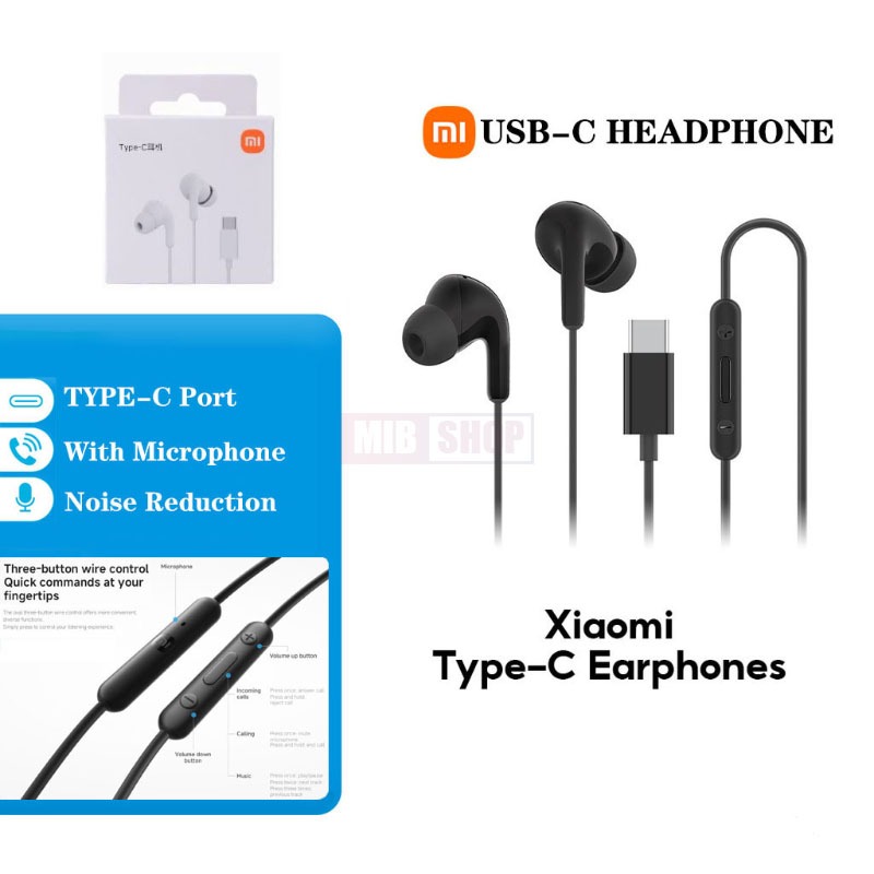 สําหรับ Xiaomi Type-C หูฟังแบบมีสายชุดหูฟังชนิดใส่ในหู USB Type C หูฟังพร้อมไมโครโฟนหูฟังแฮนด์ฟรี