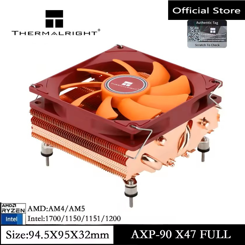 Thermalright AXP90 X47 FULL CPU หม้อน้ํารายละเอียดต่ํา CPU Cooler ทองแดงบริสุทธิ์ 92 มม.PWM พัดลม ITX CPU Cooler พัดลมสําหรับ AMD AM4 AM5/Intel 1150/1155/1156/1200/1700