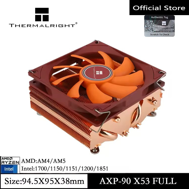 Thermalright AXP90-X53 FULL CPU หม้อน้ํารายละเอียดต่ํา CPU Air Cooler 53 มม.Slim PWM พัดลม CPU ฮีทซิงค์ Cooler AGHP เทคโนโลยีสําหรับ AMD AM4 AM5/Intel 1700/1150/1151/017XX