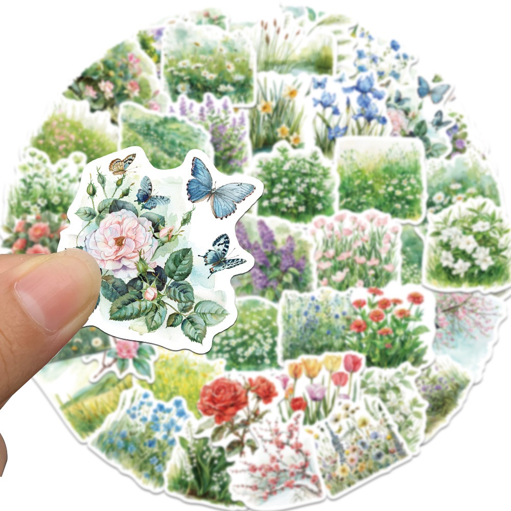 50ชิ้นพืชสดดอกไม้สติกเกอร์ ทําเอง แล็ปท็อปจักรยานกีตาร์กระเป๋าเดินทางสติกเกอร์กันน้ํา - รูปที่ 4