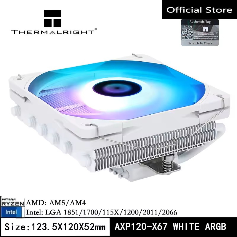 Thermalright AXP120-X67 ARGB CPU หม้อน้ํา 6 ท่อความร้อนรายละเอียดต่ํา CPU Air Cooler พร้อม Quite 120