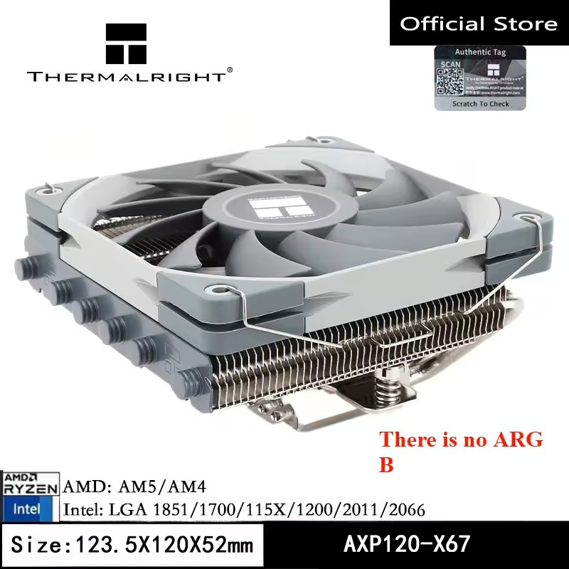 Thermalright AXP120-X67 หม้อน้ํา CPU 6 ท่อความร้อนรายละเอียดต่ํา CPU Air Cooler พร้อม Quite 120 มม.PWM พัดลมหม้อน้ําความสูง 67 มม.ความสูงสําหรับ AM4/AM5Intel LGA 1700/1150/1155/1156/1200