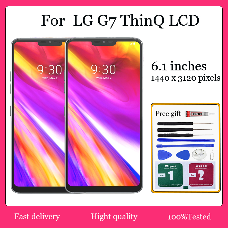 Original สําหรับ LG G7 ThinQ จอแสดงผล LCD Touch Screen Digitizer Assembly กรอบ G710 จอแสดงผล