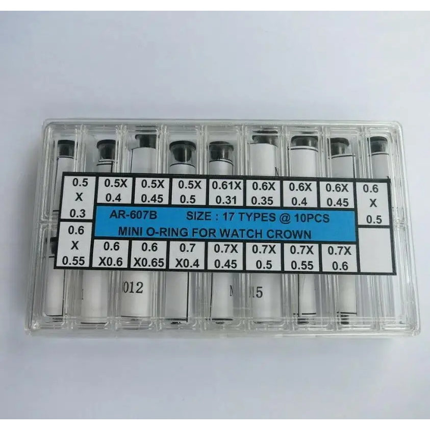 ชุด 0.3 มม.ถึง 0.6 มม.ขนาด Mini O แหวนยางนาฬิกา Crowns ปะเก็น Assortment สําหรับนาฬิกา Crown 17 ขนาด