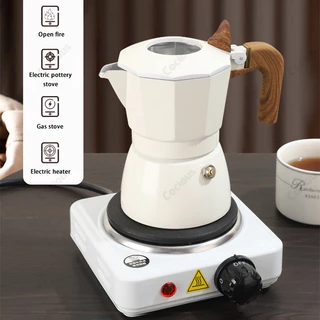 วาล์วคู่ Moka Pot หม้อกาแฟสกัดฝรั่งเศสอลูมิเนียมเครื่องชงกาแฟกลางแจ้ง Moka Pot Espresso Appliance 100Ml 2 Shots