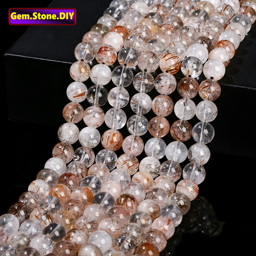 Black Golden Rutilated Quartz Natural Stone，Loose Bead สีดําโกลเด้นไหมทองควอตซ์หินธรรมชาติ,หลวมลูกปัด ตัวเว้นวรรค สําหรับสร้อยข้อมือ/สร้อยคอ/แหวน/ต่างหู,ทําด้วยมือ ทําเอง เครื่องประดับ,สร้อยข้อมือหินคริสตัลหิ
