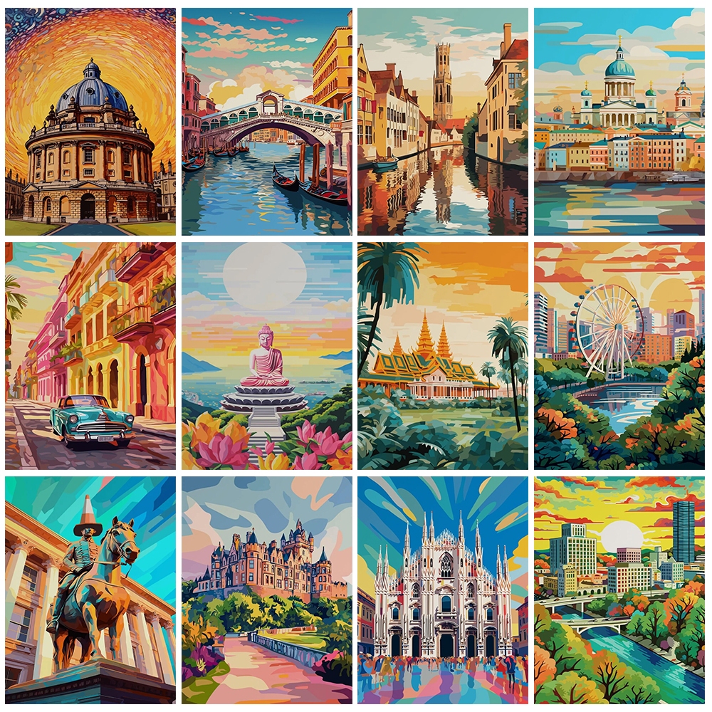 Drofe,ภาพระบายสีตามตัวเลข,โปสเตอร์ท่องเที่ยว,ระบายสีตามตัวเลข พร้อมกรอบ,diy ภาพวาด,การตกแต่งห้อง