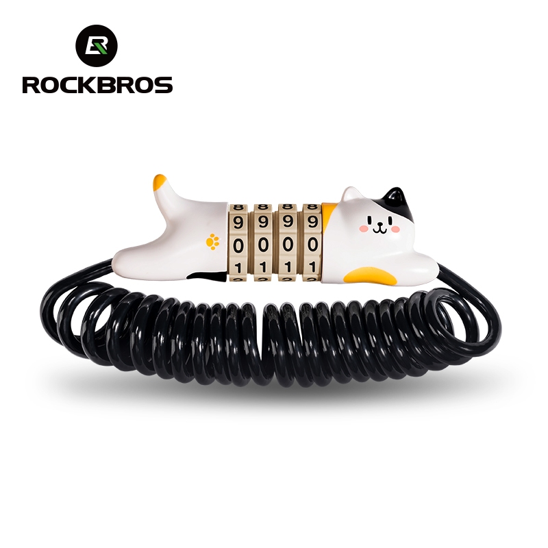 【TH Delivery】ROCKBROS ล็อคหมวกกันน็อค แบบมีรหัส 130 ซม. 95 กรัม น้ำหนักเบาและพกพาสะดวก ล็อคกระเป๋า ดีไซน์แมวน่ารัก เหมาะสำหรับจักรยานและมอเตอร์ไซค์