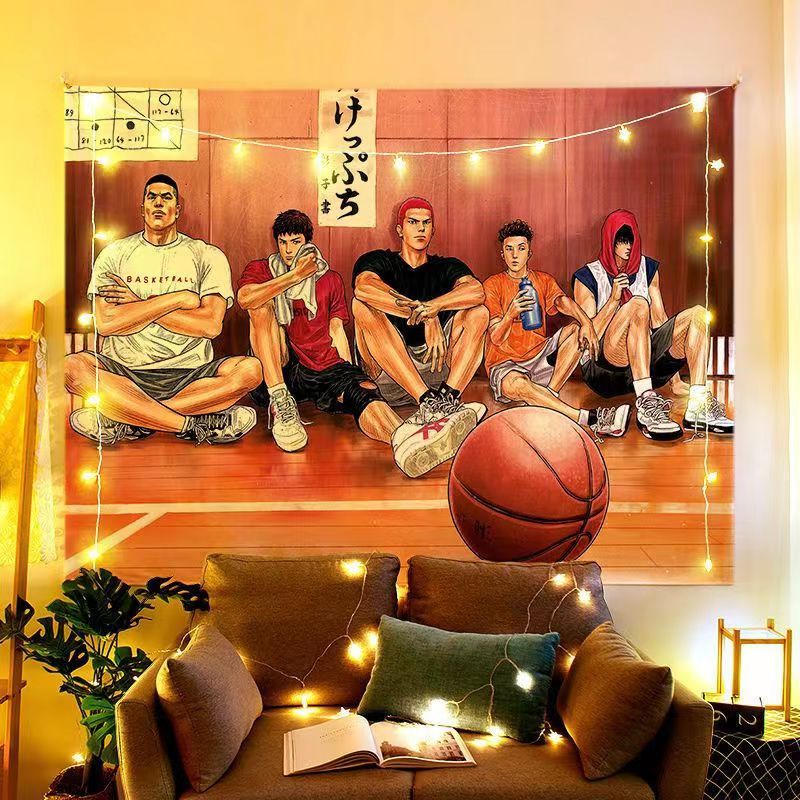 อะนิเมะ Slam Dunk Sakuragi ดอกไม้แผนที่พื้นหลังผ้าบาสเกตบอลห้องพักหอพักข้างเตียงตกแต่ง Wall Tapestry